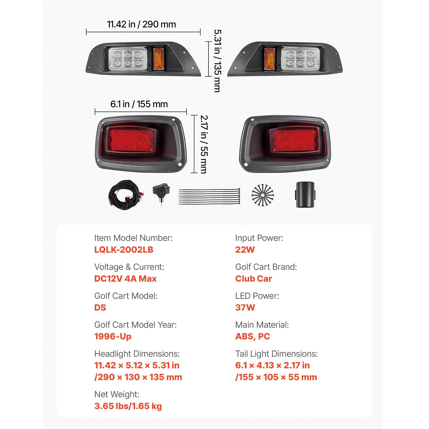 Led Headlight And Tail Light Kit For Club Car Ds Golf Cart_voghion.com